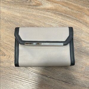 Nine West Cream and Black Clutch with Flap Closure